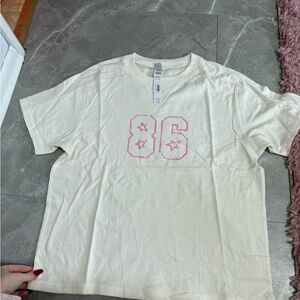 PINK Victoria's Secret Cream Tee with Pink Accents